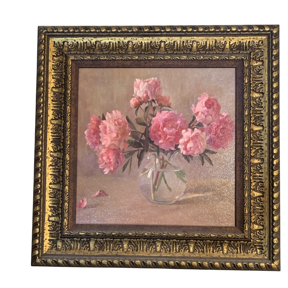 17.5x17.5 Framed Painted Art Work Roses